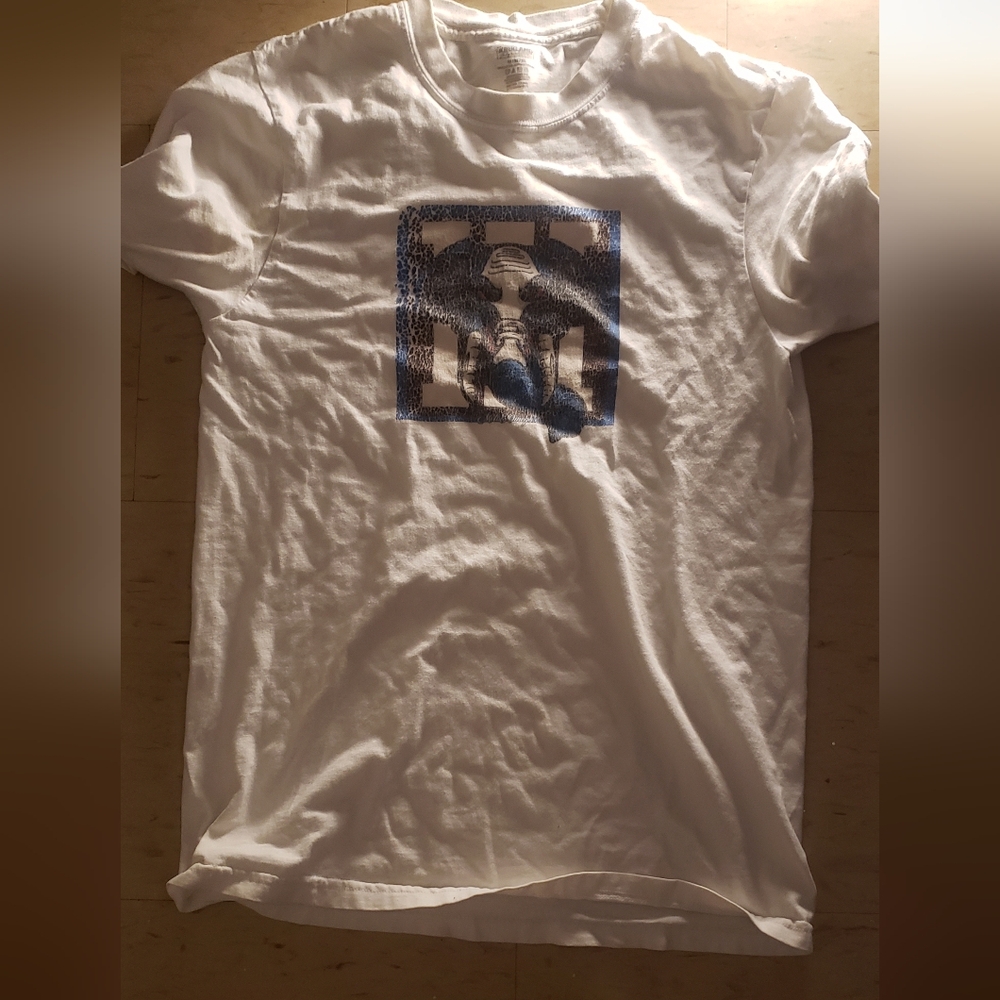 Kirklands White Tee with Blue Graphic